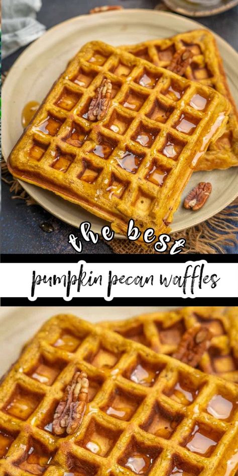 Pecan Waffle Recipe, Classic Waffles, Fresh Pumpkin Puree, Pumpkin Fluff Dip, Pumpkin Waffles Recipe, Pumpkin Pecan Waffles, Continental Recipes, Pumpkin Spice Waffles, Pecan Waffles