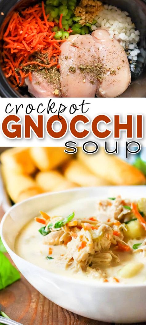 Crockpot Recipes Chicken Gnocchi Soup, Creamy Crockpot Chicken Gnocchi Soup, Crockpot Chicken Nochi Soup, Easy Crockpot Gnocchi Soup, Chicken Bacon Gnocchi Soup Crockpot, Gnocchi Recipes Crockpot Crock Pot, Gnocchi Chicken Pot Pie Crock Pot, Chicken And Gnocchi Crockpot Recipes, Crockpot Chicken And Gnocchi Dumplings