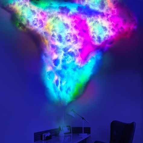 Huquary 3D Thundercloud LED Light Kit Cotton Cloud Music Sync Multicolor Changing Strip Light Atmosphere DIY Creative Thunder Cloud Lamp Wall Ceiling Light for Bedroom Gaming Room Party (1 Pcs, 16 Ft) - Amazon.com Room Diy Ideas, Bedroom Gaming Room, Wall Cloud, Gothic Bed, Couple Text Messages, Cloud Ceiling, College Necessities, Gaming Bedroom, Bedroom Gaming