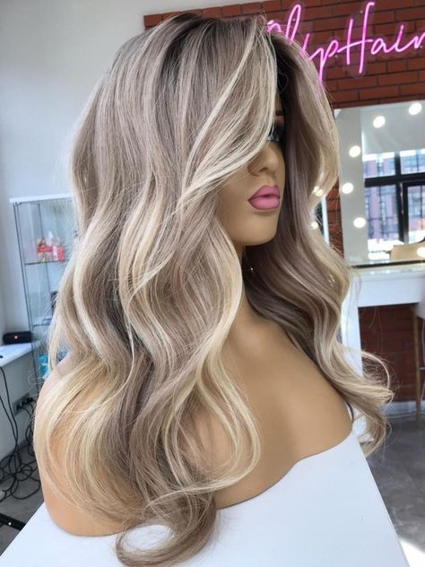 Ideas For Blonde Hair, Ash Blonde Balayage With Money Pieces, Heavy Blonde Highlights With Money Piece, Ash Blonde Highlights With Money Piece, Multi Blonde Highlights, Creamy Blonde Balayage With Money Piece, Hair Color Ideas For Blue Eyes, Teasy Lights Blonde With Money Piece, Dark Roots Blonde Hair