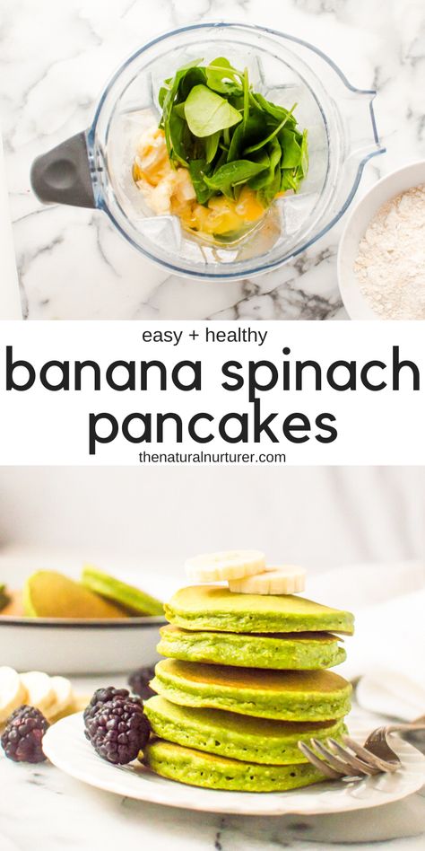 Banana Spinach Pancakes, Easy And Healthy Breakfast, Spinach Pancakes, Menu Sarapan Sehat, Dinner Vegetarian, Healthy Pancakes, Resep Diet, Makanan Diet, Pancakes Healthy