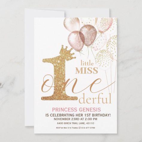 Create your own Invitation | Zazzle Golden Princess Birthday Party, Disney Baby Princess Birthday Party, Princess Theme Birthday Party 1st, Princess 1st Birthday Party Ideas, Happy 1st Birthday Princess, Princess First Birthday Party, Sibling Birthday Parties, Baby Girls 1st Birthday, 1st Birthday Princess