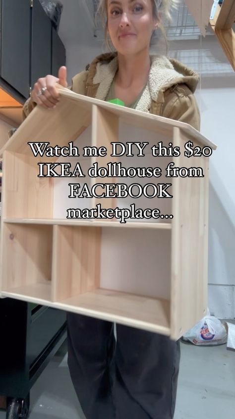 Brenna Johnson | DIY-ing with 5 kids isn’t easy and might take twice as long … BUT I LOVE doing it! I’m so excited where this little dollhouse is going. I… | Instagram Small Wooden Dollhouse, Cube Organizer Doll House, Diy Box Dollhouse, Make Your Own Dollhouse, Simple Doll House Plans, Gender Neutral Dollhouse, Wooden Dolls House, Wall Mounted Doll House, Doll House Organization Ideas