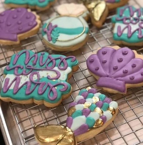 Mermaid bridal shower! Give me the mermaid parties! #mermaidforeachother #mermaidbridalshower #merbride #bridalshower #bridalshowercookies… | Instagram Ariel Bridal Shower Ideas, Little Mermaid Bridal Shower Ideas, Mermaid Bridal Shower Ideas, Disney Themed Bridal Shower, Mermaid Bachelorette Party, Mermaid Bridal Showers, Ariel Wedding, Mermaid Bachelorette, Bridal Cookies