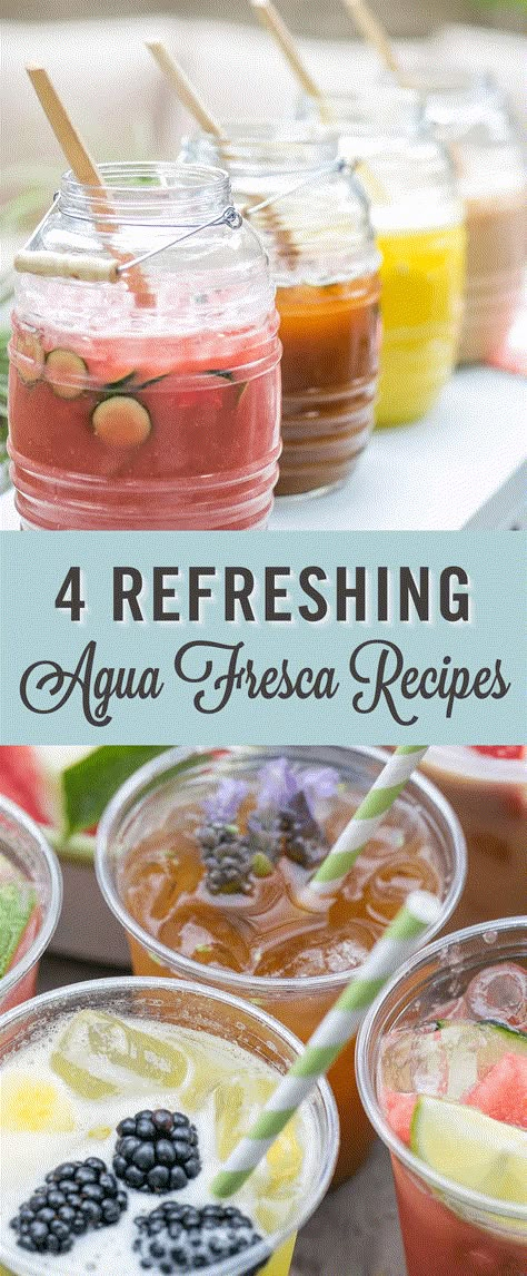 Agua Fresca is a refreshing drink made from fruit, water and sugar. They're great for parties and to sip on warm summer days. The flavor combinations are limitless and we're sharing 4 of our favorite combinations like Watermelon, Cucumber & Lime and Mango Pineapple Agua Fresca recipes. Keep reading for everything you know on how to make Agua fresca. #Summer #Drinks #AguaFresca #Recipe Coconut Agua Fresca, Pineapple Agua Fresca, Aqua Fresca Recipes, Fresca Recipes, Watermelon Agua Fresca, Aqua Fresca, Agua Fresca Recipe, Fruit Sugar, Mexican Drinks