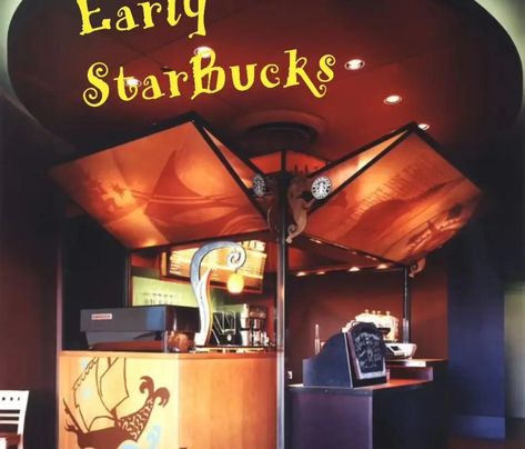 The early days of Starbucks 2000s Coffee Shop Aesthetic, Scholastic Utopia, 2000s Coffee Shop, 90s Cafe, Old Starbucks, Starbucks Interior, Unknown Aesthetic, Global Village Coffeehouse, Starbucks Cafe