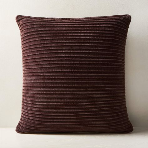 Paola Pleated Dark Brown Velvet Throw Pillow with Down-Alternative Insert 20'' + Reviews | CB2 Room Ideas Beige, Living Room Ideas Beige, Bedroom Ideas Beige, Wax Myrtle, Aesthetic Beige Wallpaper, Wallpaper Brown Aesthetic, Beige Living Room Ideas, Aesthetic Brown Wallpaper, Beige Bedrooms