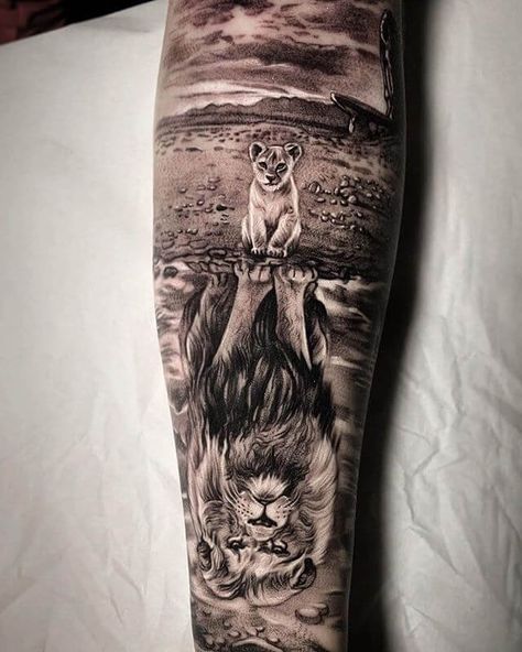 12  Cool Lion King Tattoo Ideas – Sleeve Tattoo Designs Lion King Tattoo Ideas, King Tattoo Ideas, Lion Forearm Tattoos, Men Tattoos Arm, Tattoos Arm Sleeve, Lion King Tattoo, Animal Sleeve Tattoo, Sleeve Tattoo Designs, King Tattoo