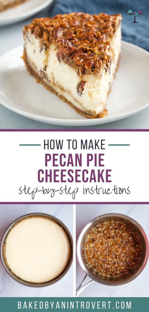 Best Pecan Cheesecake Pie, Pecan Pie Cheesecake Topping, Cheesecake Recipes Pecan, Cheesecake With Pecan Pie Topping, Keto Pecan Pie Cheesecake Recipe, Peacon Pie Cheesecake, Apple Pecan Pie Cheesecake, Pecan Pie Cheesecake Recipe Easy No Bake, Pecan Pie Pumpkin Cheesecake