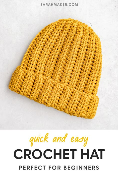 Crochet Beanie All Sizes, Crochet Hat For Beginners Free, Easy Ribbed Crochet Beanie, Crochet Rib Hat Pattern Free, Crochet Hat Easy Free Pattern, Fast And Easy Crochet Beanie, Crochet Hat Quick, Crochet Ribbed Beanie Size Chart, Crochet Hat Beanie Free Pattern