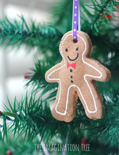 Gingerbread clay ornament recipe Cinnamon Applesauce Ornaments, Gingerbread Clay, Cinnamon Ornaments, Clay Recipe, Imagination Tree, Gingerbread Theme, Wooden Christmas Tree Decorations, Gingerbread Party, Salt Dough Ornaments