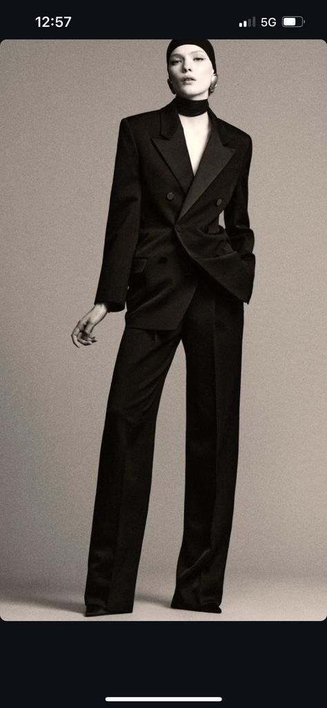 Jean Luc Godard, Black Wide Leg Pants, Tuxedo Jacket, Leather Trousers, Black Blazer, 2024 Collection, Fall 2024, Fashion Wear, Pre Fall