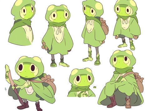 Character Art Stylized, Frog Person Character, Frog Character Art, Gardener Character Design, Grung Dnd, Frog Concept Art, Character Concept Art Sheet, Frog Character Design, Character Concept Sheet