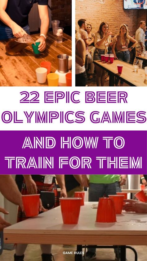 beer olympics Beer Olympics Games Ideas Summer, Beer Olympics Team Themes, Beer Olympics Games Ideas, Olympic Games For Adults, Drinking Games With Cards, Beer Olympics Teams, Drinking Game Questions, Games For New Years, Games For Teens Party