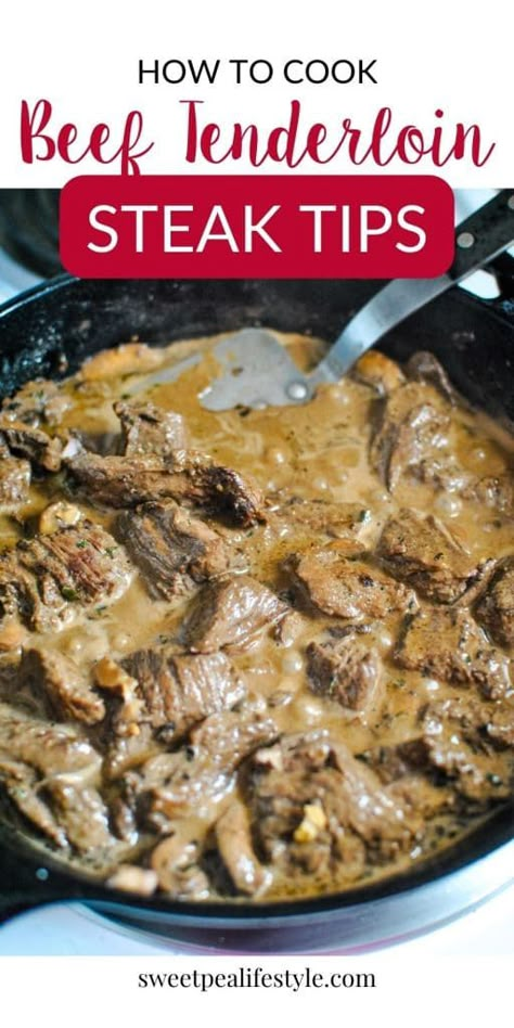 Steak Tip Recipes Easy, Top Sirloin Fillet Recipes, Tenderized Sirloin Steak Recipes, Recipes With Steak Tips, Beef Tenderloin Tip Recipes, Beef Tenders Recipe, Mock Tenderloin Steak Recipes, Beef Sirloin Strip Steak Recipes, Beef Sirloin Tips Recipe