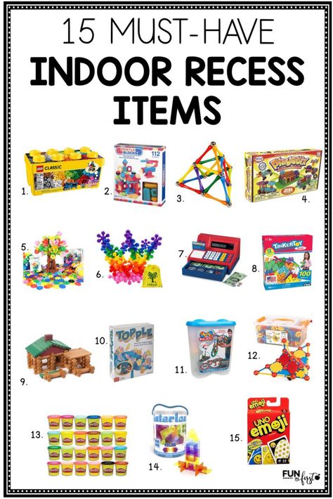 I came up with a list of my favorite Indoor Recess Items for your classroom.  I personally use many of these for my Morning Tubs, but they are also great for that dreaded inside recess. Indoor Recess Kindergarten, Indoor Recess Ideas Elementary, Indoor Recess Ideas, Indoor Recess Games, Indoor Recess Activities, Rti Interventions, Recess Activities, Recess Games, Teaching Kindness