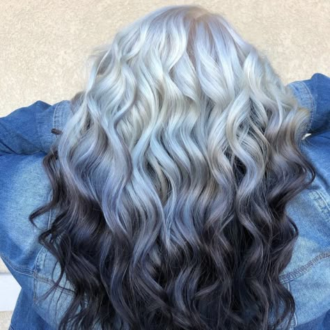 Gray To Black Ombre Hair, Reverse Ombre Hair, Silver Ombre Hair, Black Hair Ombre, Grey Ombre Hair, Reverse Ombre, Peekaboo Hair, Bold Hair Color, Hair Dye Ideas