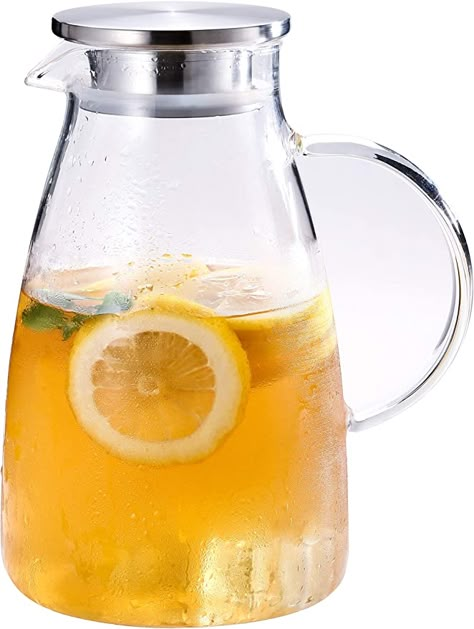 Pitcher Of Water, Juice Jar, Glass Water Pitcher, Glass Water Jug, Glass Beverage Dispenser, Iced Tea Pitcher, Pitcher With Lid, Homemade Juice, Juice Pitcher