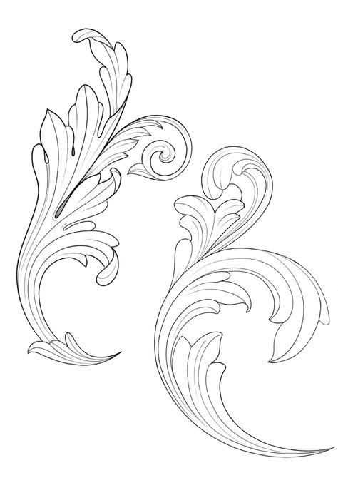 Small Filigree Tattoo, Filagree Design Tattoo Outline, Acanthus Leaf Tattoo, Filigree Neck Tattoo, Filigree Design Pattern, Filigree Outline, Patterns For Painting, Baroque Tattoo, Boho Chest