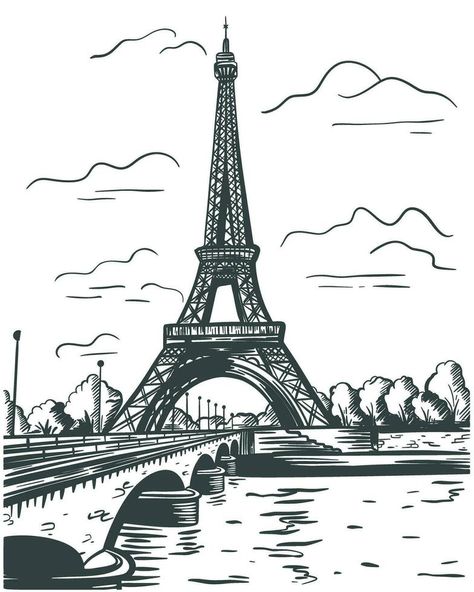 Eiffel Tower in Paris France ink sketch France Sketch, Eiffel Tower Vector, Eiffel Tower Sketch, Eiffel Tower Tattoo, Tower Tattoo, Eiffel Tower Drawing, Line Drawing Illustration, Inktober 2024, Eiffel Tower In Paris