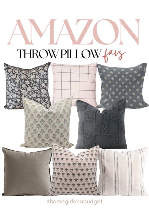 homegirlonabudget on LTK Beige Couch Pillow Ideas, Charcoal Sofa Living Room, Throw Pillow Covers Living Room, Beige Couch Pillows, Entryway Exterior, Couch Pillow Arrangement, Budget Room Decor, Light Gray Couch, Throw Pillow Combinations