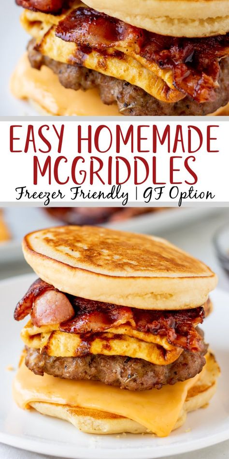 Breakfast Love Romantic, Tasty Easy Breakfast Recipes, Homemade Frozen Breakfast Sandwiches, Homemade Breakfast Sandwiches To Freeze, Homemade Mcgriddle Breakfast Sandwiches, At Home Mcgriddle, Gluten Free Mcgriddle, Diy Breakfast Sandwich Frozen, Maple Waffle Breakfast Sandwich