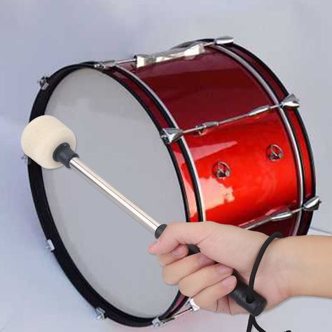 Bass Drum Mallet Wool Felt Head Rubber Handle Instrument Accessory * Read more  at the image link.(It is Amazon affiliate link) #DrumsIdeas Percussion Mallets, Music Jokes, Bass Drums, Bass Drum, Felt Material, Percussion Instruments, Drummers, Marching Band, Drum And Bass