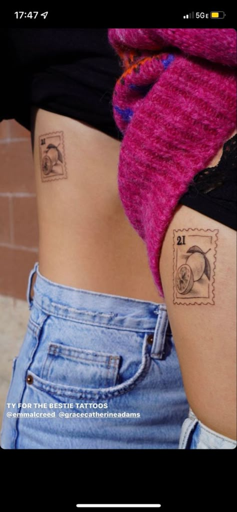 Stamp Tattoo Placement Ideas, Rib Tattoo Inspiration, Postage Stamp Tattoo Placement, Post Stamp Flower Tattoo, Lemon Stamp Tattoo, Stamp Tattoo Placement, Birth Flower Postage Stamp Tattoo, Italy Stamp Tattoo, Italy Tattoo Ideas