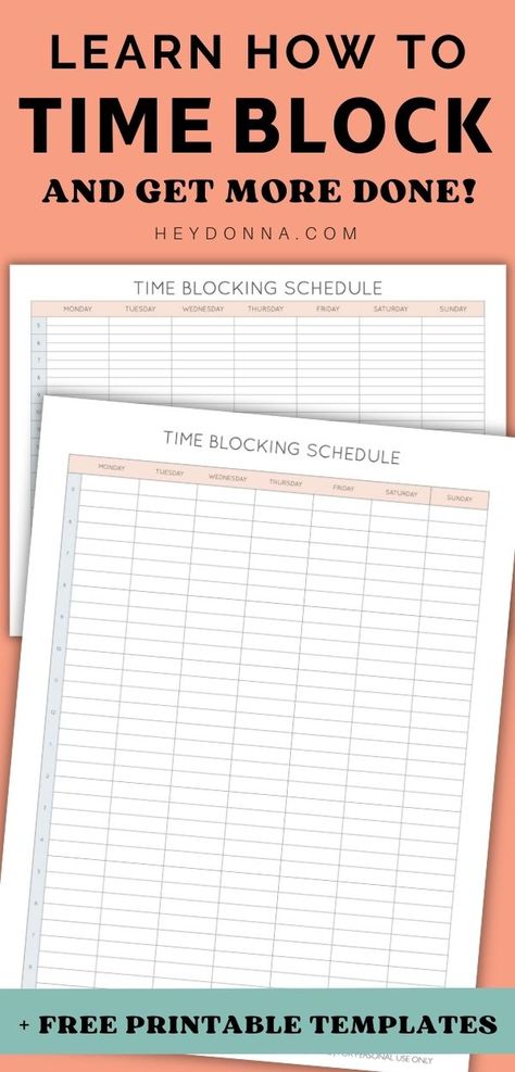 Learn how to use time blocking to stay more focused and get more done. Time blocking is for everyone! Be more productive at work and home! Get this free printable! Time Blocking Printable Free, Time Blocking Template, Time Blocking Printable, Time Boxing, Time Blocking Schedule, Time Blocking Planner, Productive At Work, Printable Forms, Blog Schedule