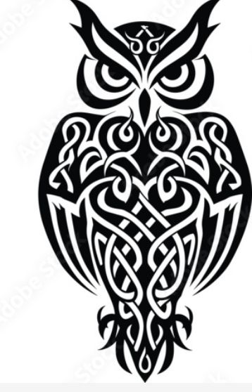 Celtic Owl Tattoo Design, Viking Chairs, Celtic Owl Tattoo, Leg Band Tattoos, Deco Tattoo, Celtic Owl, Celtic Animals, Art Deco Tattoo, Cute Owls Wallpaper