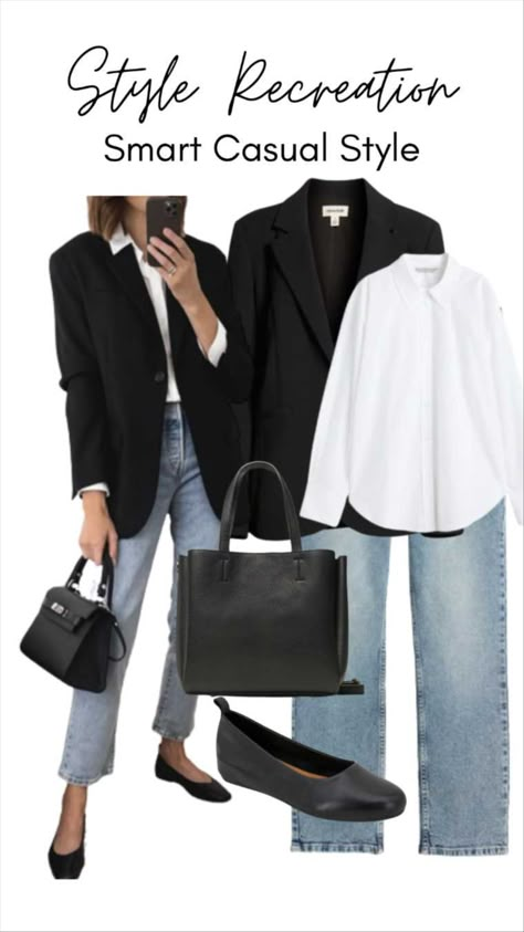 Textured Round Neck Blouse seleccionado por LTK Business Casual Outfits With Flats, Black Blazer White Shirt, Black Ballet Flats Outfit, Style Black Blazer, Blazer White Shirt, Work Wear Summer, Summer Work Wear, Business Casual Style, Rich Clothes