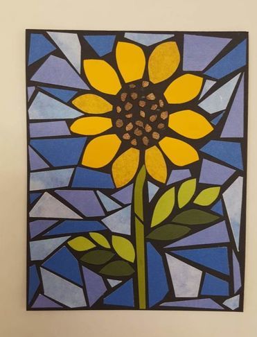 Construction Paper Art Projects, Mozaik Art Paper, Paper Mosaic Art For Kids, Paper Mosaic Art Ideas, Simple Mosaic Art, Paper Mosaic Art, Simple Mosaic, Construction Paper Art, Sunflower Mosaic