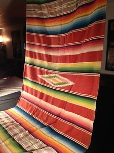 Vintage 1940's Serape Mexican Saltillo Blanket Southwest Style Decor, Tacos And Margaritas, Color In Design, Mexican Serape Blanket, Mayan Textiles, Stucco House, Southwest Colors, Bauer Pottery, Serape Blanket