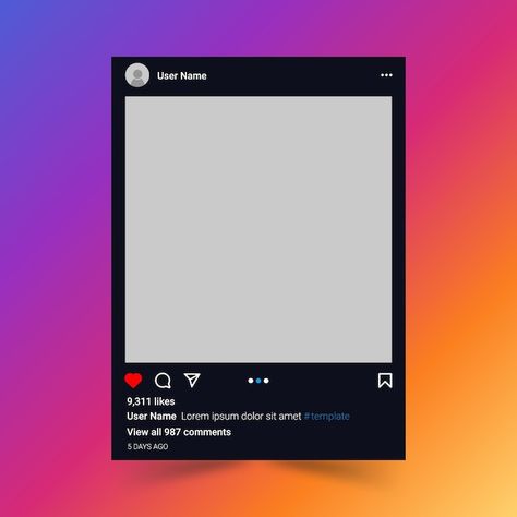 Social media instagram post template wit... | Premium Vector #Freepik #vector #template-feed #social-media-feed #instagram-post #feed Insta Post Layout, Insta Post Template, Instagram Post Layout, Layout Instagram Feed, Instagram Layout Templates, Modern Instagram Post, Twitter Post Template, Blue Background Patterns, Autumn Instagram