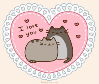 Pusheen and her husband, Tommy! (Also called WomWom or Wommy after the creators actual cat.) Pusheen Gif, Pusheen Love, Pusheen Cute, Pusheen The Cat, Pusheen Cat, Image Chat, Two Cats, Kawaii Cat, When You Love