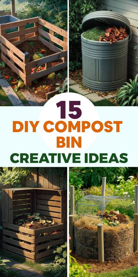 Compost Bin Ideas, Homemade Compost Bin, Homemade Compost, Diy Compost Bin, Compost Bin Pallet, Making A Compost Bin, Compost Bin Diy, Compost Tumbler, Diy Compost