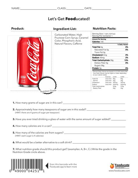 Fooducate worksheets | PDF Food Label Activities Student, Nutrition Worksheets For Kids, Life Skills For Teens Free Printable, Life Skills Worksheets, Life Skills Curriculum, Homework Worksheets, School Age Activities, Homeschool Worksheets, Homeschool Social Studies