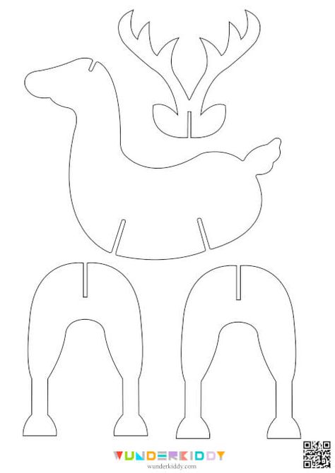 Free Printable Christmas Deer Template for Kids Cardboard Crafts For Christmas, Deer Diy Crafts, Cardboard Animals Template Cut Outs, Diy Christmas Home Decor Ideas, Christmas Ornament Template Printable, Christmas Prints Free Printable, Free Printable Christmas Ornament Templates, New Year Decorations Ideas 2024, Christmas Cardboard Crafts