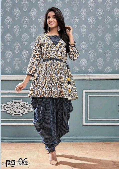 Price ₹2069, Shipping free cod available, WhatsApp+919199626046 Ravishing Slub Cotton Women's Kurta Set Fabric: Kurti - Slub Cotton, Dhoti - Slub Cotton Sleeves: Sleeves Are Included Size: Kurti - M - 38 in, L - 40 in, XL - 42 in, XXL - 44 in, Dhoti - Dhoti - Up to 28 in To 36 in (Free Size) Length: Kurti - Up To 30 in, Dhoti - Up To 42 in Type: Stitched Description: It Has 1 Piece Of Women's Kurti With 1 Piece Of Dhoti Work: Printed Dhoti Salwar Suits, Dhoti Salwar, Cotton Dress Pattern, Kalamkari Dresses, Patiyala Dress, Dhoti Pants, Cotton Kurti Designs, Kurti Designs Party Wear, Kurti Neck Designs