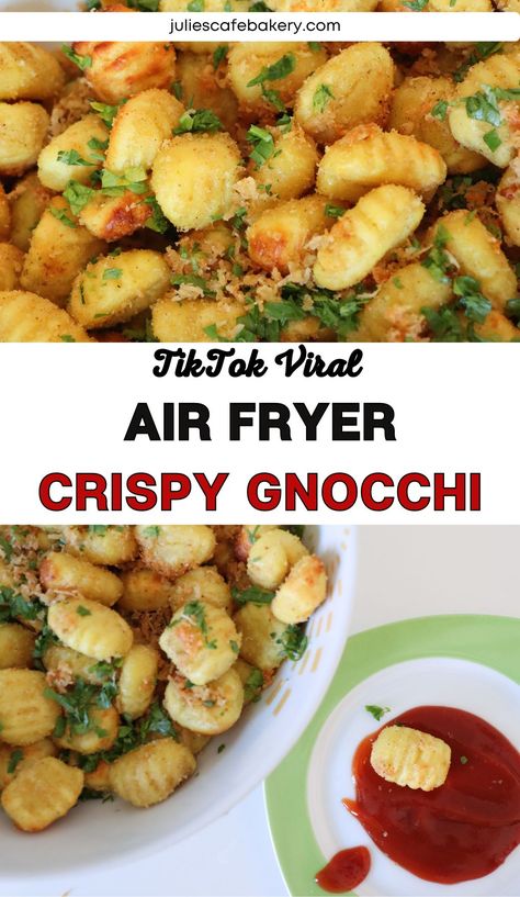 Air Fryer Crispy Gnocchi Recipe Viral Air Fryer Recipes, Air Fried Gnocchi, Air Fryer Gnocchi, Chrusciki Recipe, Crispy Gnocchi, Fried Gnocchi, Family Reunion Food, Quick Dinner Options, Crispy Snacks