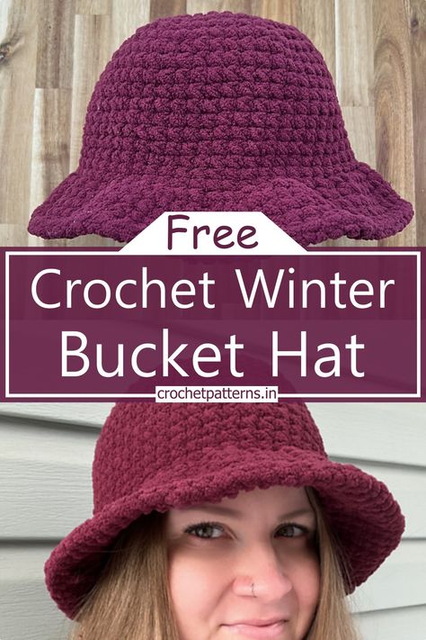 Crochet Bucket Hat Bulky Yarn, Chunky Bucket Hat Crochet Pattern Free, Winter Bucket Hat Crochet, Crochet Beanies For Women Free Pattern, Crochet Bucket Hats Free Pattern Easy, Crochet Winter Bucket Hat, Crocheted Bucket Hat Free Pattern, Free Bucket Hat Crochet Pattern, Crochet Bucket Hats Free Pattern