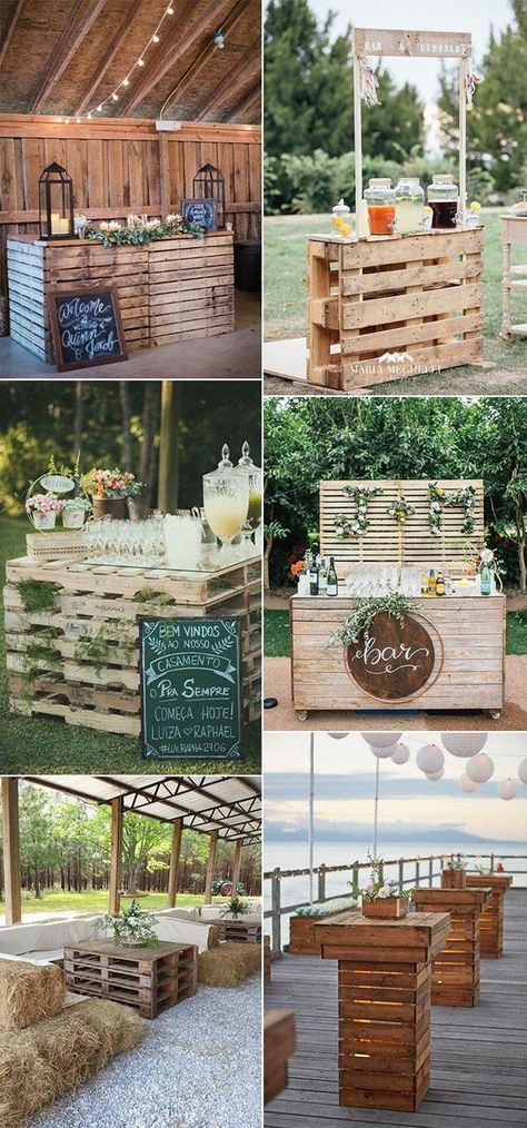 Wedding Ideas With Pallets, Wedding Pallets, Ideas With Pallets, Diy Country Wedding, Country Wedding Ideas, Diy Outdoor Weddings, Pallet Wedding, Barn Wedding Reception, Wedding Reception Ideas