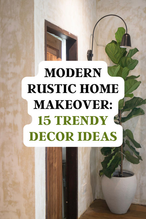 Bring modern rustic decor style to life with these inspiring modern rustic home decor ideas! From fixtures to furnishings, discover how to create a space that's both contemporary and cozy. Incorporate modern rustic color palette and modern farmhouse-inspired accents to transform your modern rustic home into a classic modern rustic haven. Rustic Glam Decor Interior Design, Modern Rustic Country Home, Rustic Pattern Design, Rustic Elegance Home Decor, Ranch Style Home Decor Ideas, Moody Vintage Farmhouse, Rustic Home Remodel, Building Roots Hgtv Decor, Rustic Modern Entryway Ideas