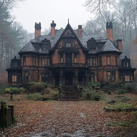 Victorian Mansion Exterior, Victorian Gothic Mansion, Old Victorian Mansions, Goth Houses, Old Victorian House, Gothic Mansion, Victorian Manor, Mansion Exterior, Storybook Homes