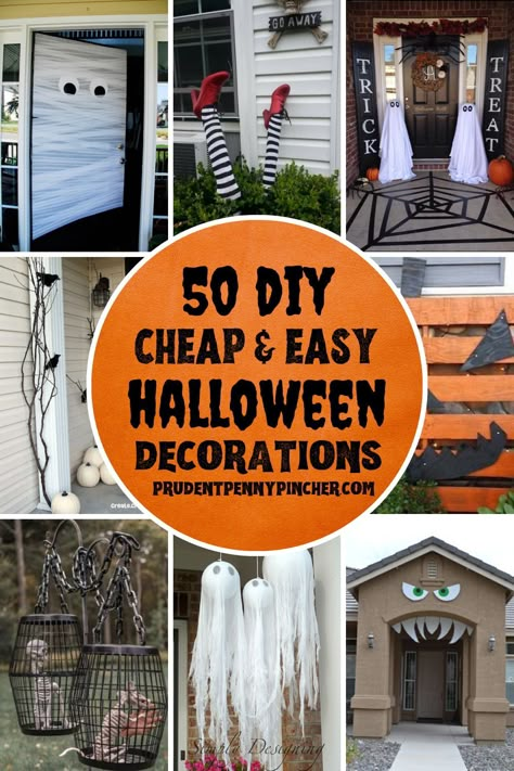 Give your yard a spooktacular makeover for halloween on a budget with these cheap and easy DIY halloween decorations. From  cute halloween decorations for the porch to scary yard halloween decor ideas, there are plenty of outdoor halloween decorations to choose from. Easy Halloween Table Decorations, Cheap Easy Halloween Decorations, Halloween Kostüm Baby, Easy Outdoor Halloween Decorations, Cheap Halloween Diy, Diy Halloween Dekoration, Outside Halloween Decorations, Cheap Diy Halloween Decorations, Fall Diys