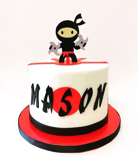 Ninja Cake Ninja Themed Birthday Cake, Ninja Theme Cake, Ninja Kidz Cakes, Ninja Birthday Party Ideas Cake, Ninja Birthday Cake Ideas, Ninja Kids Cake, Ninja Cake Ideas Boys, Ninja Cake Ideas, Ninja Cakes