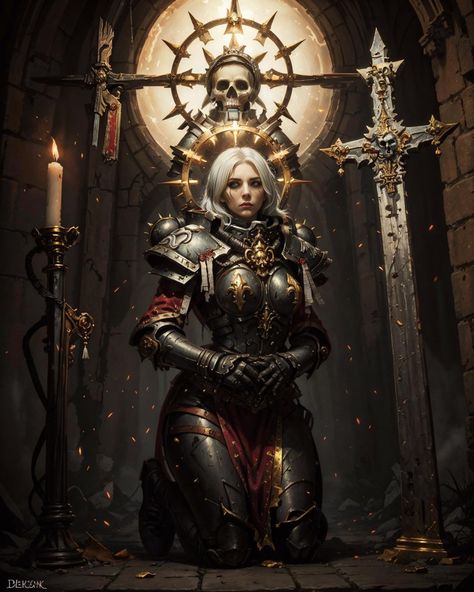 Dark Heresy Character Art, Warhammer Fantasy Art, Warhammer 40k Tattoo, Adeptus Sororitas Color Scheme, Sisters Of Battle, Warhammer 40k Sisters Of Battle Art, Adeptus Sororitas Paint Scheme, Adepta Sororitas, Warhammer Adepta Sororitas