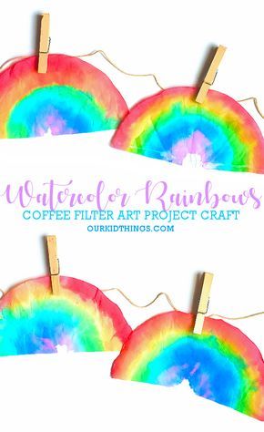 Coffee Filter Art Projects, Coffee Filter Art, Hair Rainbow, Rainbow Activities, Spring Art Projects, Kindergarten Art Projects, Coffee Filter Crafts, Easy Art Projects, St Patrick's Day Crafts