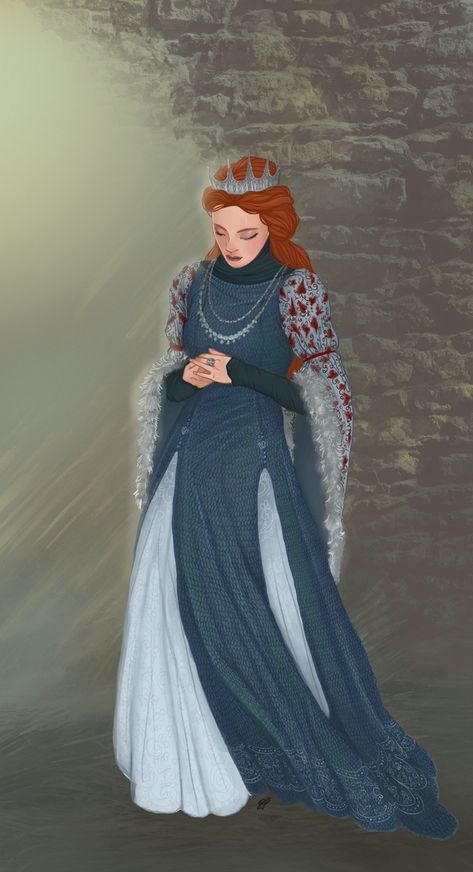 Northern Dress Game Of Thrones, Sansa Stark Art Book, House Stark Clothing, Sansa Stark Art, Got Fashion, Queen Of The North, Targaryen Art, Asoiaf Art, Gra O Tron