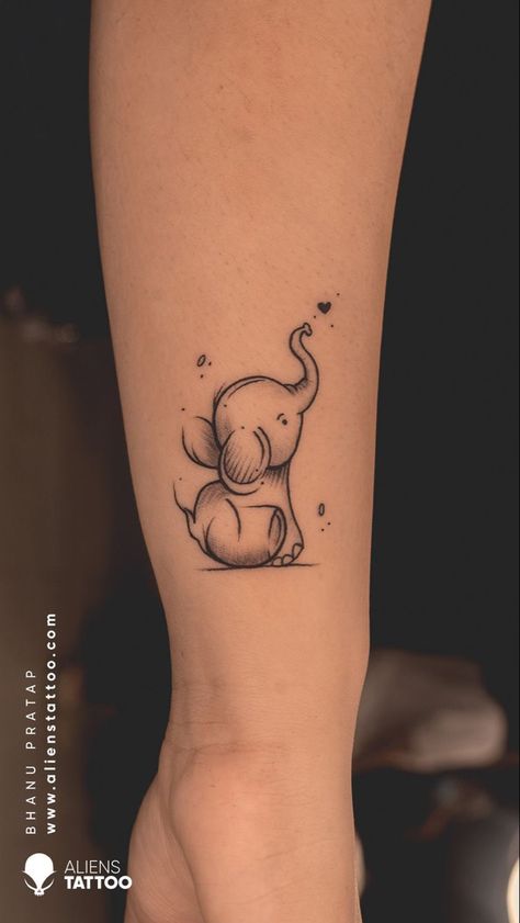 Little Elephant Tattoos, Baby Elephant Tattoo, Aliens Tattoo, Cute Elephant Tattoo, Tibetan Tattoo, Animal Tattoos For Women, Cute Animal Tattoos, Baby Tattoo Designs, Tiny Tattoos For Women